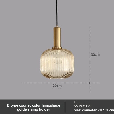 Lighting |  Ribbed Glass Shade Ceiling Light Home Accessories Brass