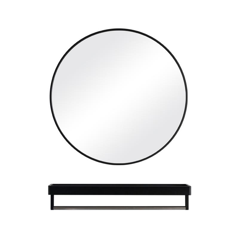 Mirrors |  Complete Round Mirror – Black Wood Frame – 80Cm Home Accessories Clear