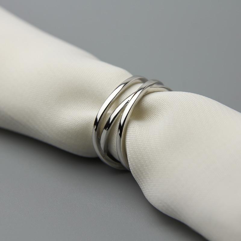 Napkin Rings & Coasters |  Platinum 3-Ring Napkin Rings, Set Of 4 Dining & Entertaining Napkin Rings & Coasters