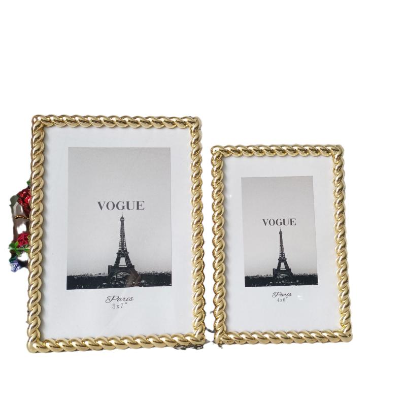 Picture Frames |  Narrow Gold Picture Frame With Yellow Crystals Home Decor Picture Frames